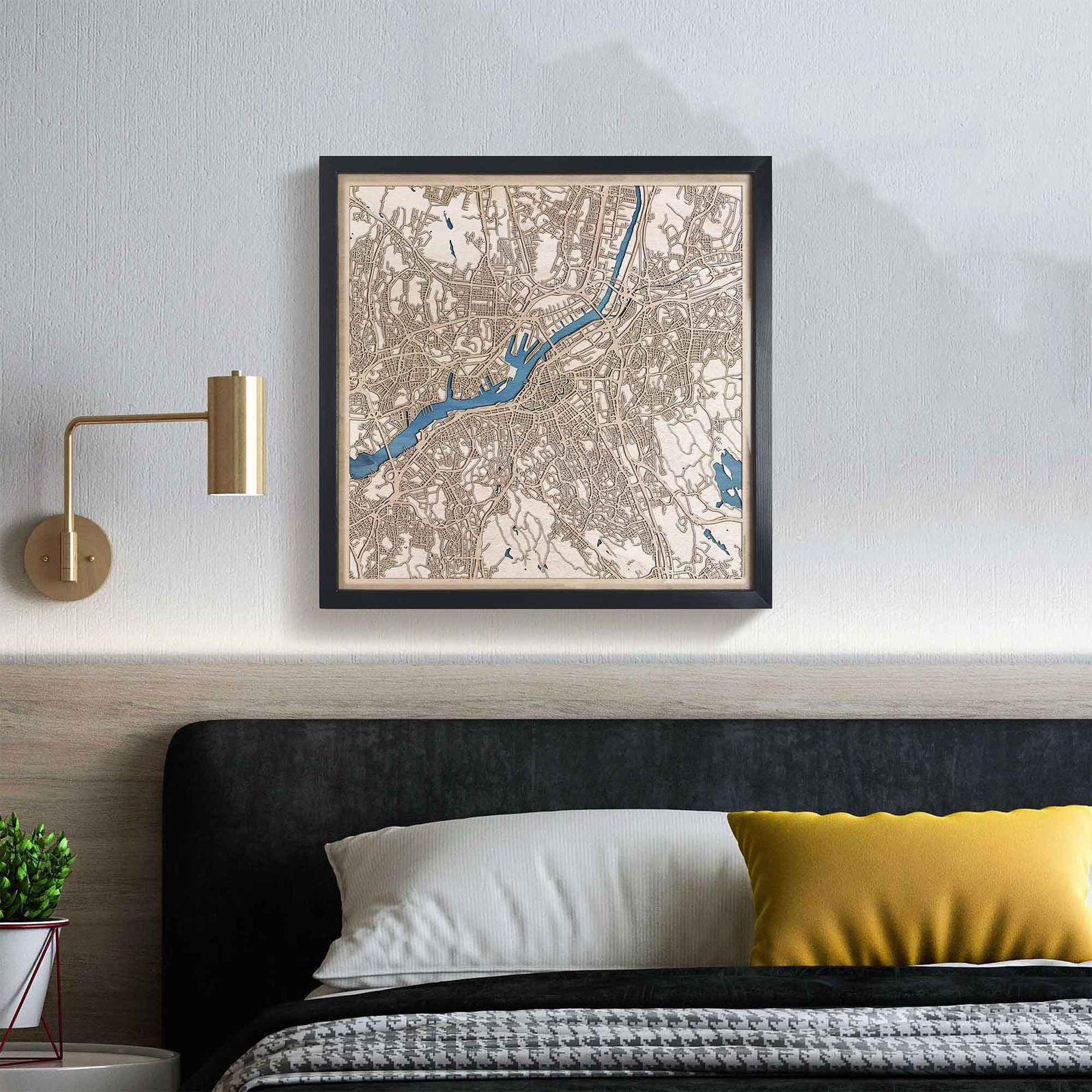 Gothenburg Wooden Map by CityWood - Custom Wood Map Art - Unique Laser Cut Engraved - Anniversary Gift