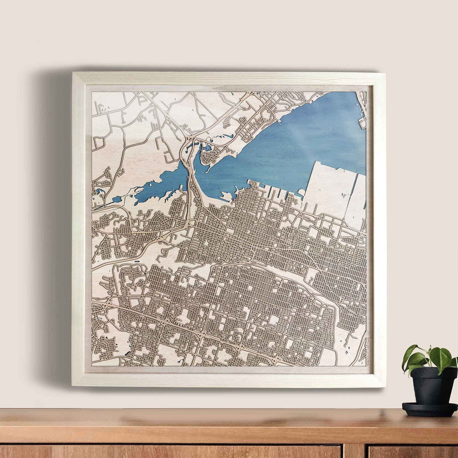 Hamilton Wooden Map by CityWood - Custom Wood Map Art - Unique Laser Cut Engraved - Anniversary Gift