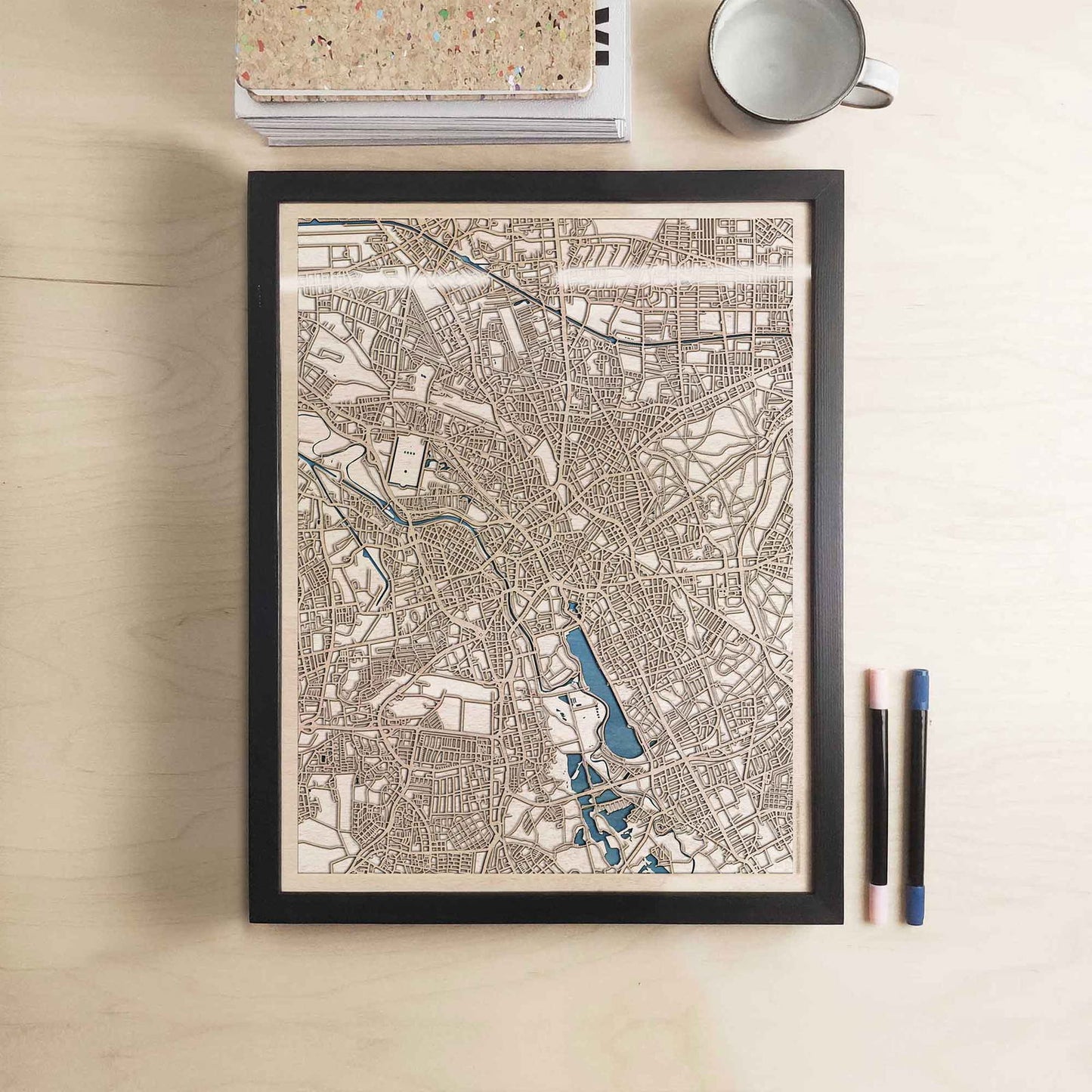 Hanover Wooden Map by CityWood - Custom Wood Map Art - Unique Laser Cut Engraved - Anniversary Gift