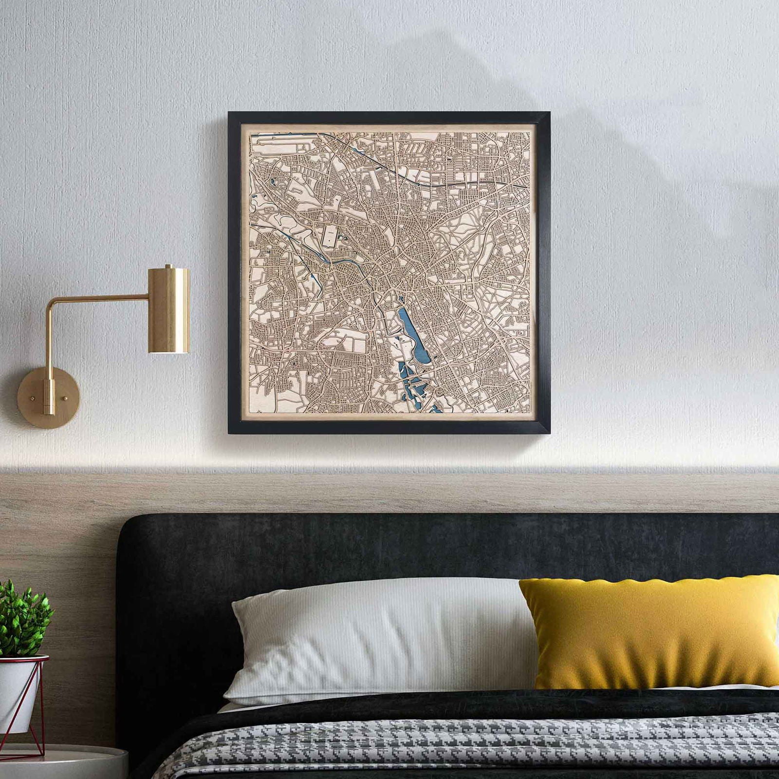 Wooden street map of Hanover - 3D, topographic, engraved - CityWood