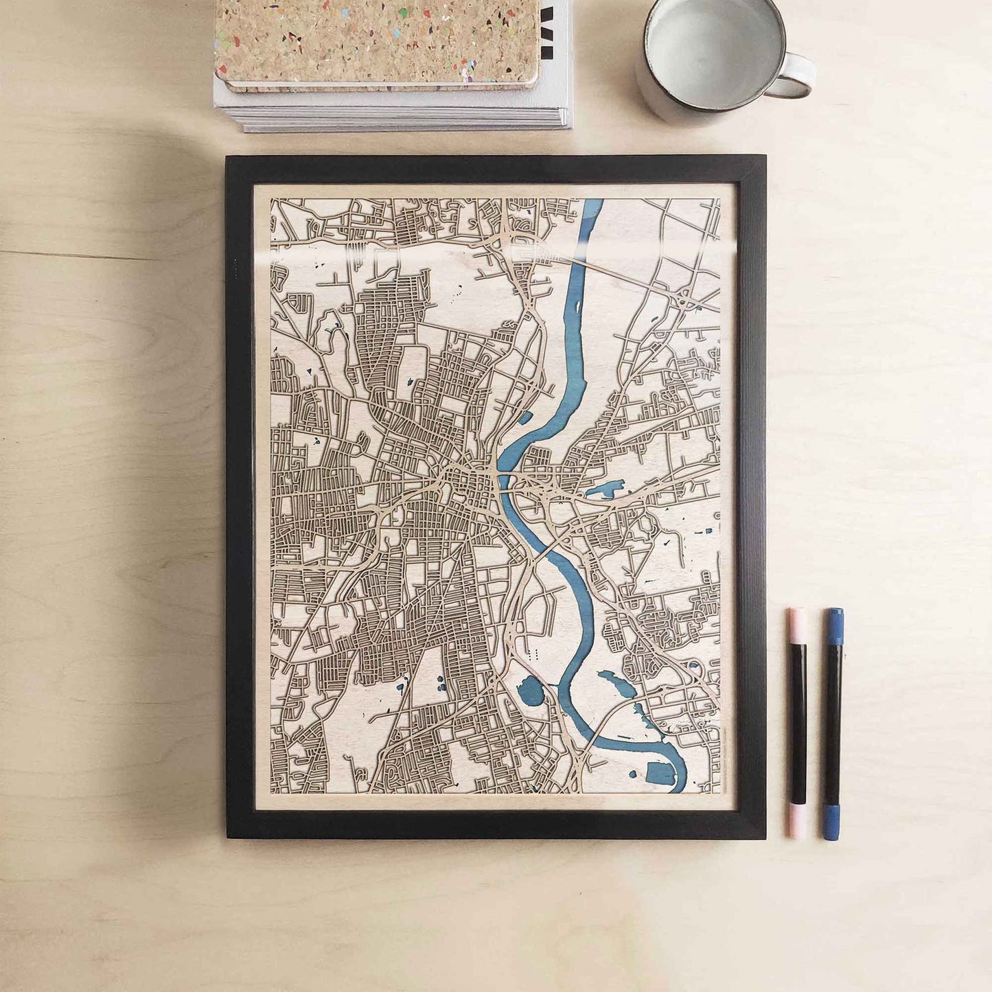 Hartford Wooden Map by CityWood - Custom Wood Map Art - Unique Laser Cut Engraved - Anniversary Gift