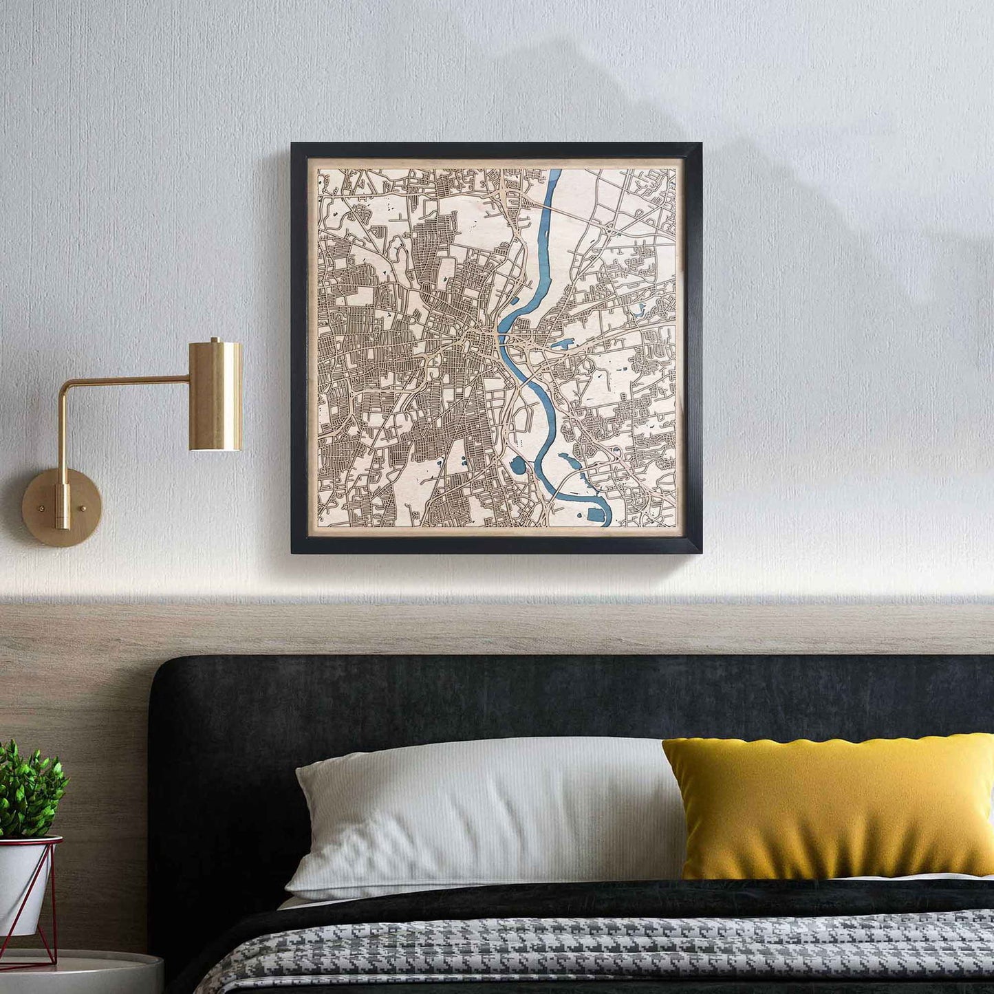 Hartford Wooden Map by CityWood - Custom Wood Map Art - Unique Laser Cut Engraved - Anniversary Gift
