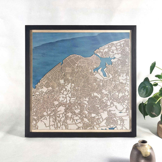 Havana Wooden Map by CityWood - Custom Wood Map Art - Unique Laser Cut Engraved - Anniversary Gift