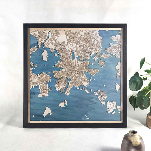 Helsinki Wooden Map by CityWood - Custom Wood Map Art - Unique Laser Cut Engraved - Anniversary Gift