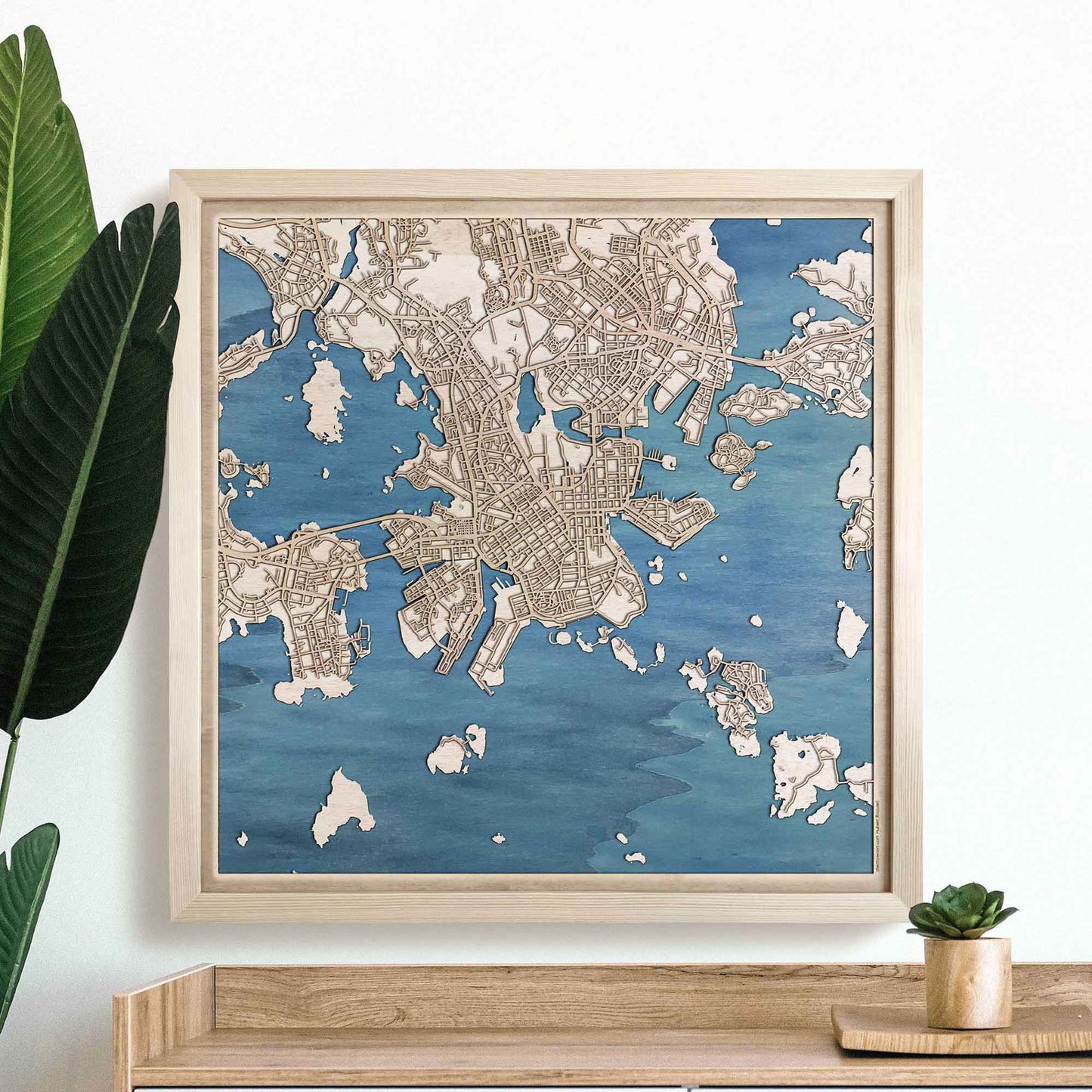 Helsinki Wooden Map by CityWood - Custom Wood Map Art - Unique Laser Cut Engraved - Anniversary Gift