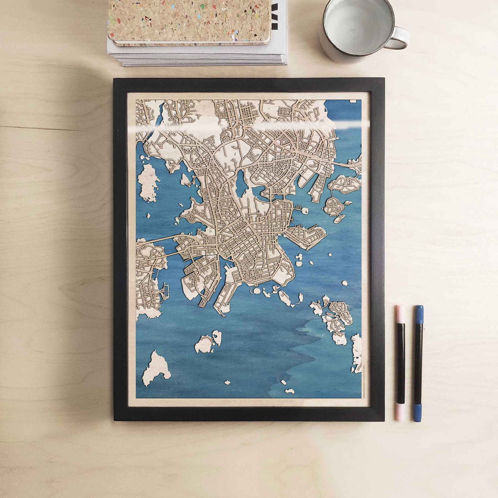 Helsinki Wooden Map by CityWood - Custom Wood Map Art - Unique Laser Cut Engraved - Anniversary Gift