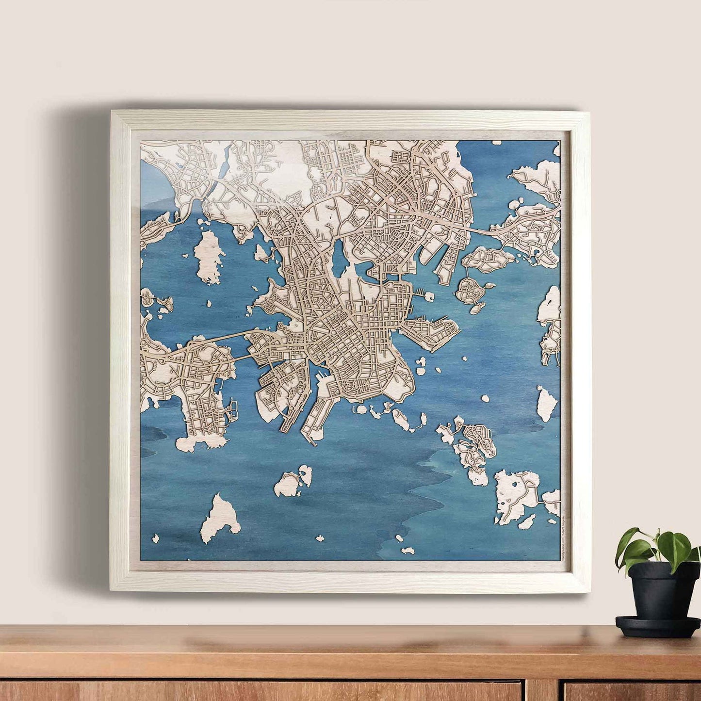 Helsinki Wooden Map by CityWood - Custom Wood Map Art - Unique Laser Cut Engraved - Anniversary Gift