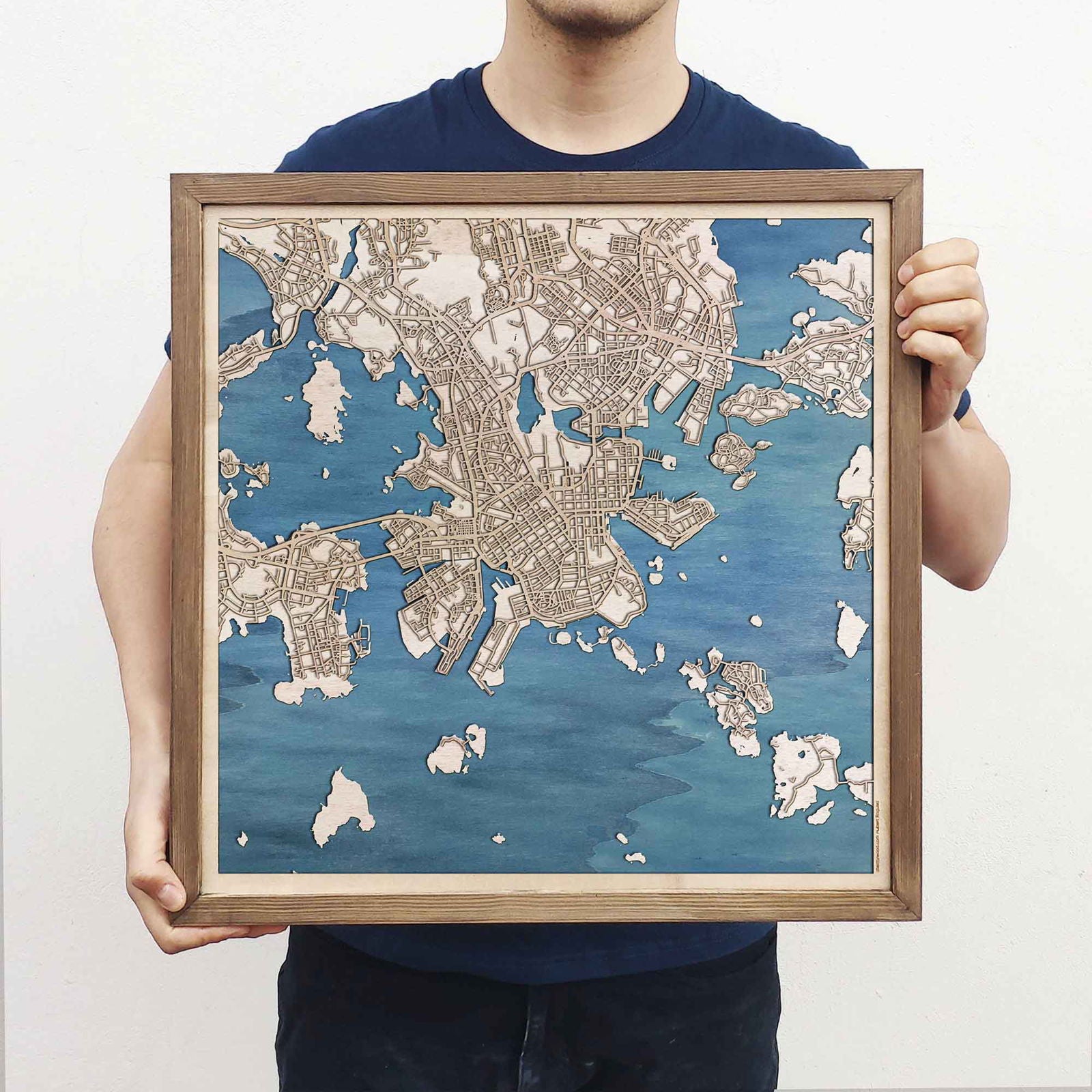 Helsinki Wooden Map by CityWood - Custom Wood Map Art - Unique Laser Cut Engraved - Anniversary Gift