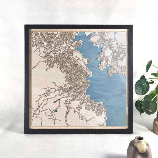 Hobart Wooden Map by CityWood - Custom Wood Map Art - Unique Laser Cut Engraved - Anniversary Gift