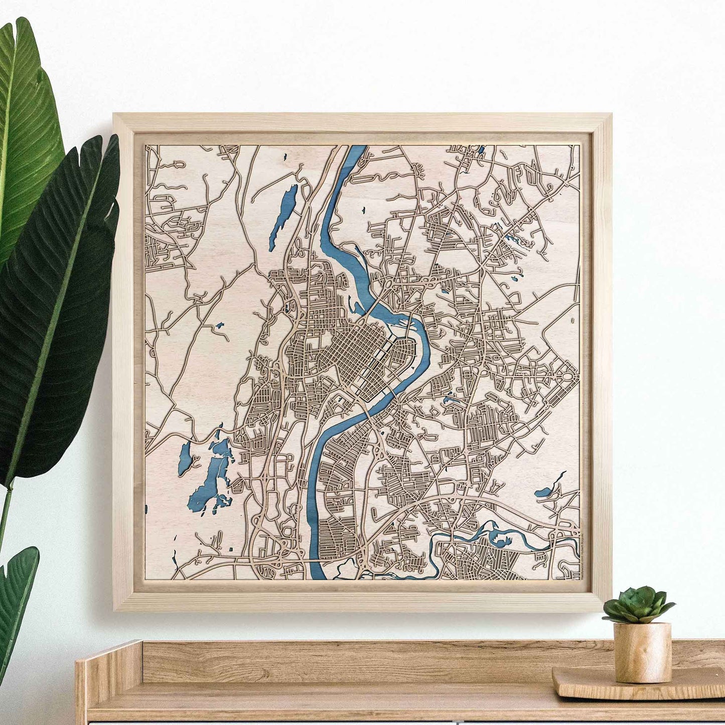 Holyoke Wooden Map by CityWood - Custom Wood Map Art - Unique Laser Cut Engraved - Anniversary Gift