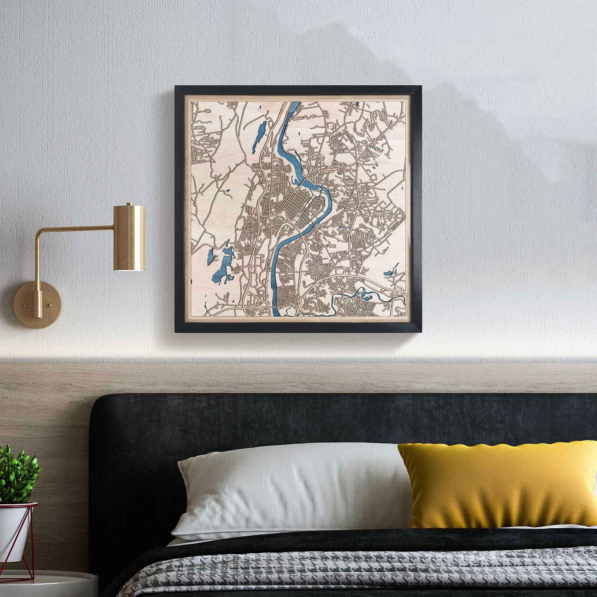 Holyoke Wooden Map by CityWood - Custom Wood Map Art - Unique Laser Cut Engraved - Anniversary Gift