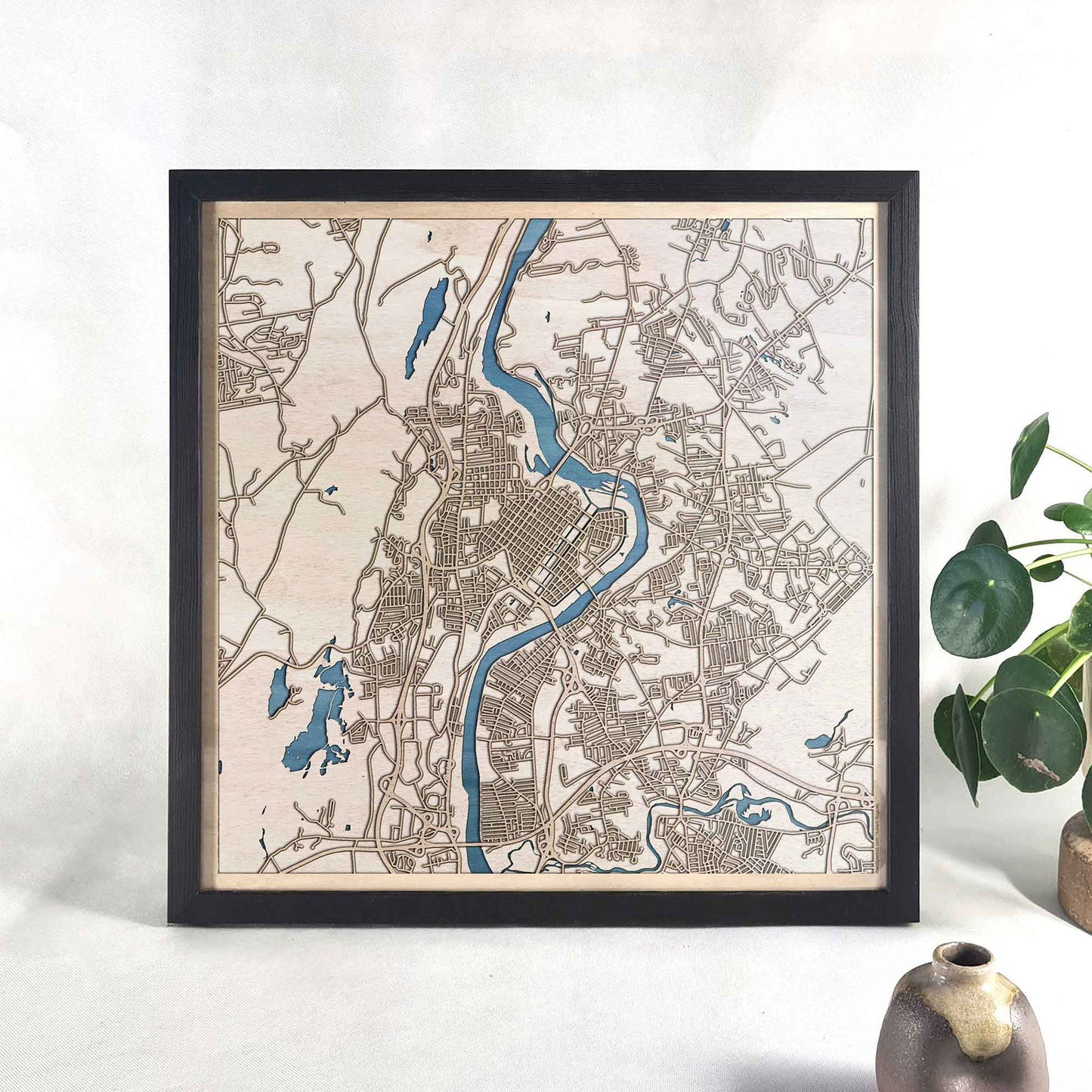 Holyoke Wooden Map by CityWood - Custom Wood Map Art - Unique Laser Cut Engraved - Anniversary Gift