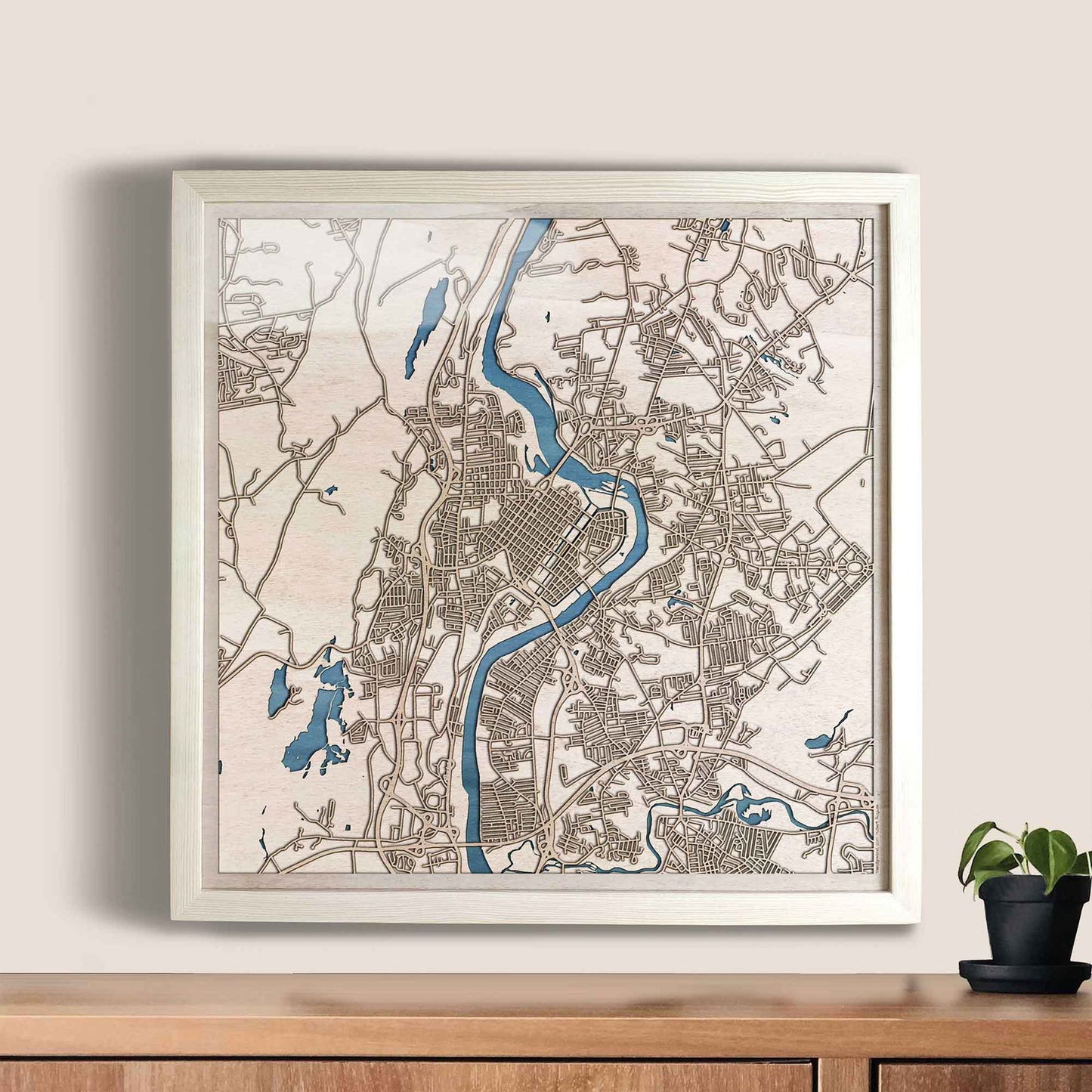 Holyoke Wooden Map by CityWood - Custom Wood Map Art - Unique Laser Cut Engraved - Anniversary Gift