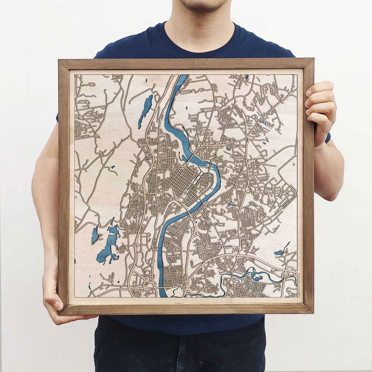 Holyoke Wooden Map by CityWood - Custom Wood Map Art - Unique Laser Cut Engraved - Anniversary Gift