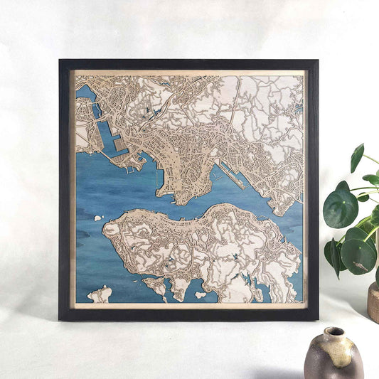 Hong Kong Wooden Map by CityWood - Custom Wood Map Art - Unique Laser Cut Engraved - Anniversary Gift