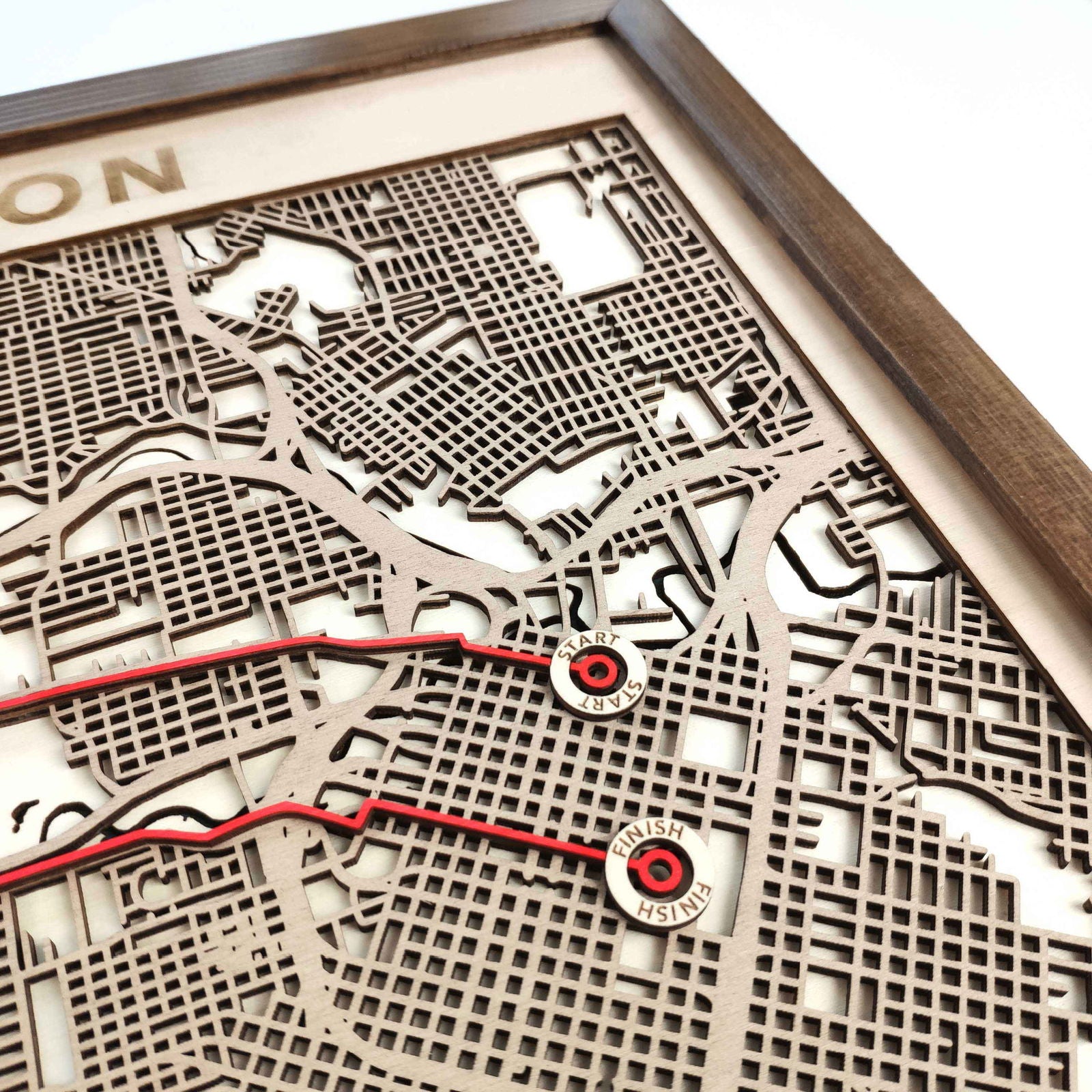 Houston Marathon Commemorative Wooden Route Map – Collector's Item by CityWood - Custom Wood Map Art - Unique Laser Cut Engraved - Anniversary Gift