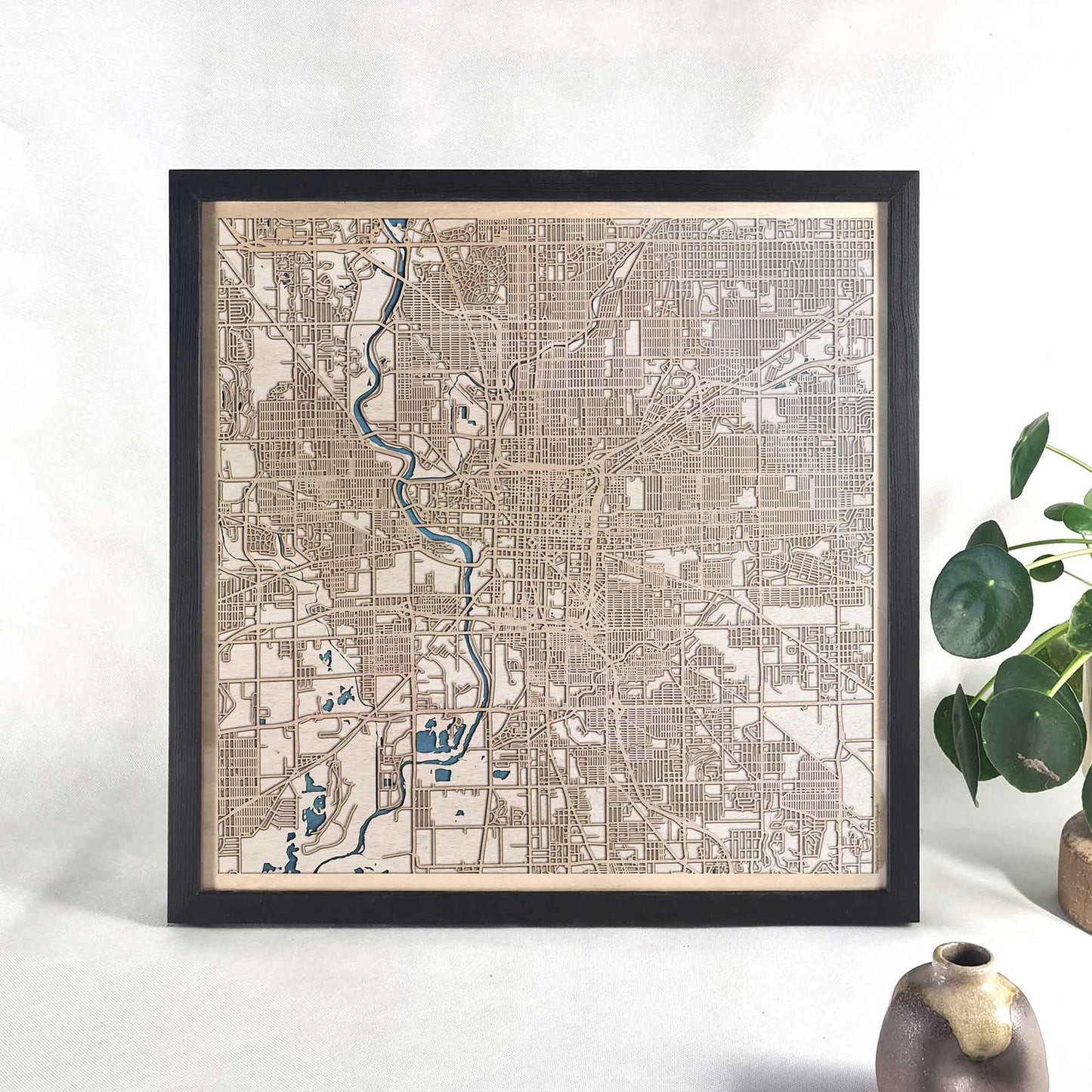 Indianapolis Wooden Map by CityWood - Custom Wood Map Art - Unique Laser Cut Engraved - Anniversary Gift