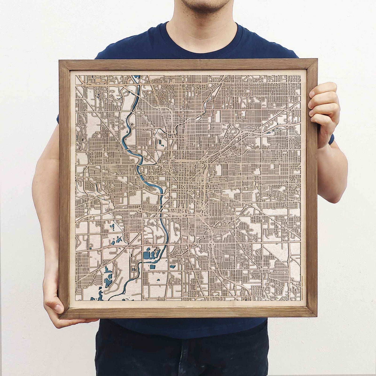 Indianapolis Wooden Map by CityWood - Custom Wood Map Art - Unique Laser Cut Engraved - Anniversary Gift