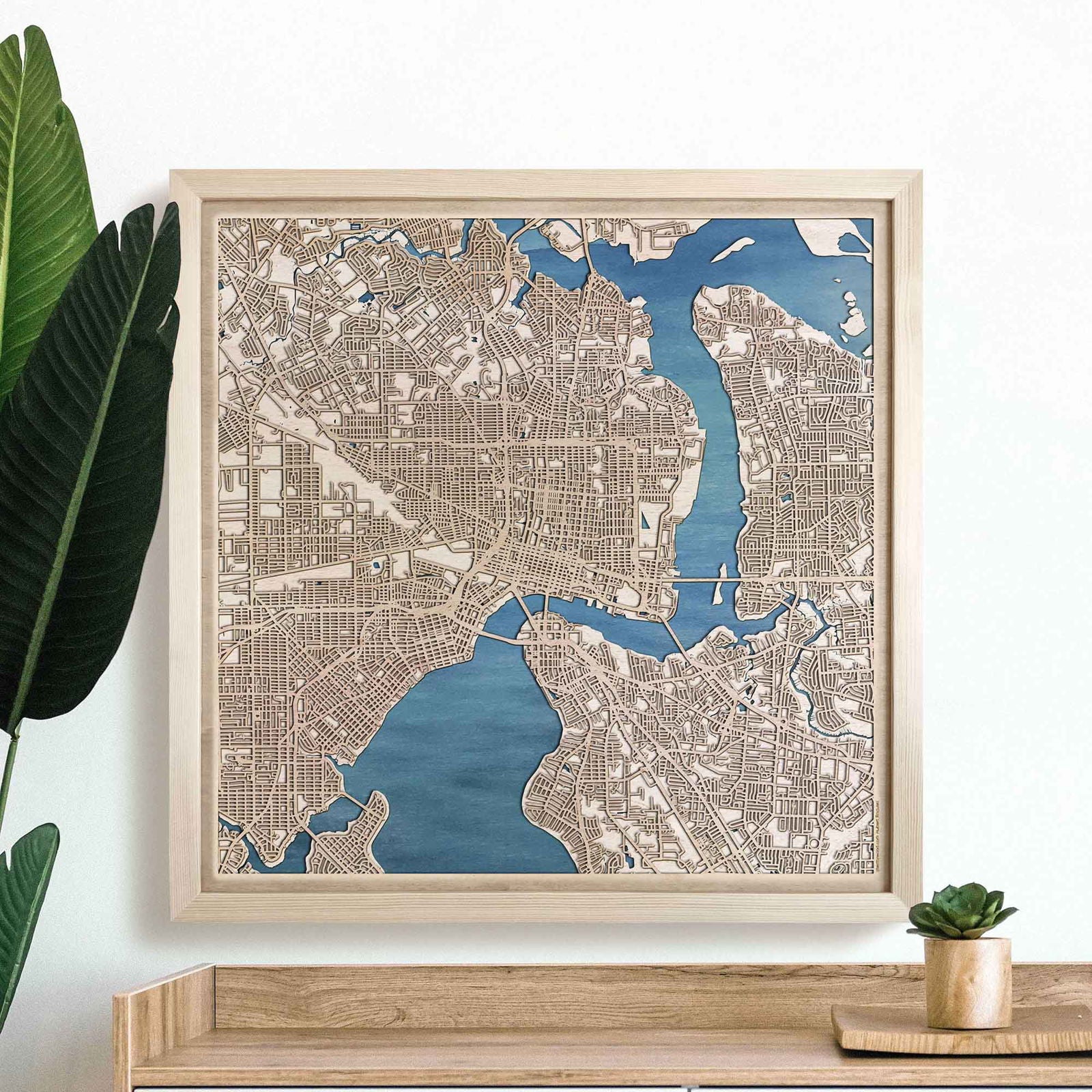 Jacksonville Wooden Map by CityWood - Custom Wood Map Art - Unique Laser Cut Engraved - Anniversary Gift