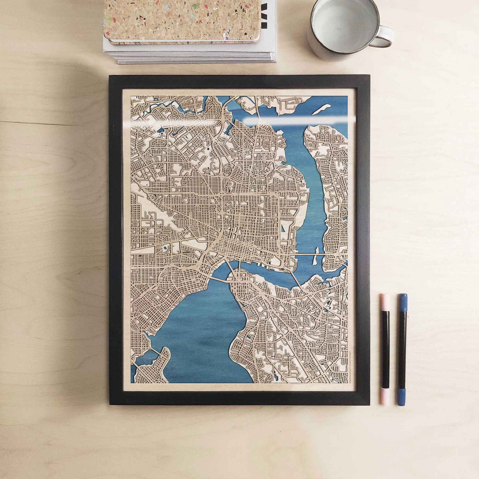 Jacksonville Wooden Map by CityWood - Custom Wood Map Art - Unique Laser Cut Engraved - Anniversary Gift