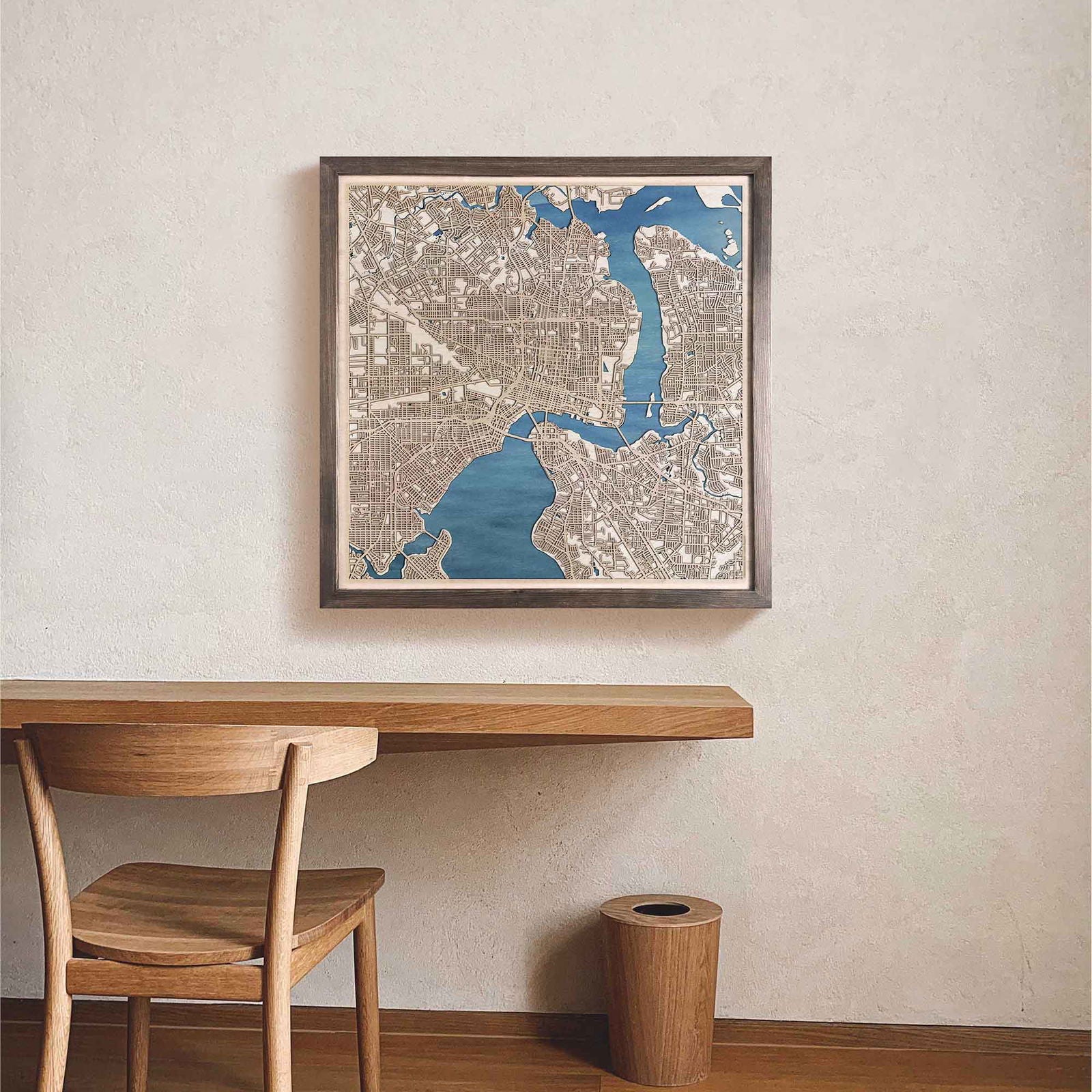 Jacksonville Wooden Map by CityWood - Custom Wood Map Art - Unique Laser Cut Engraved - Anniversary Gift