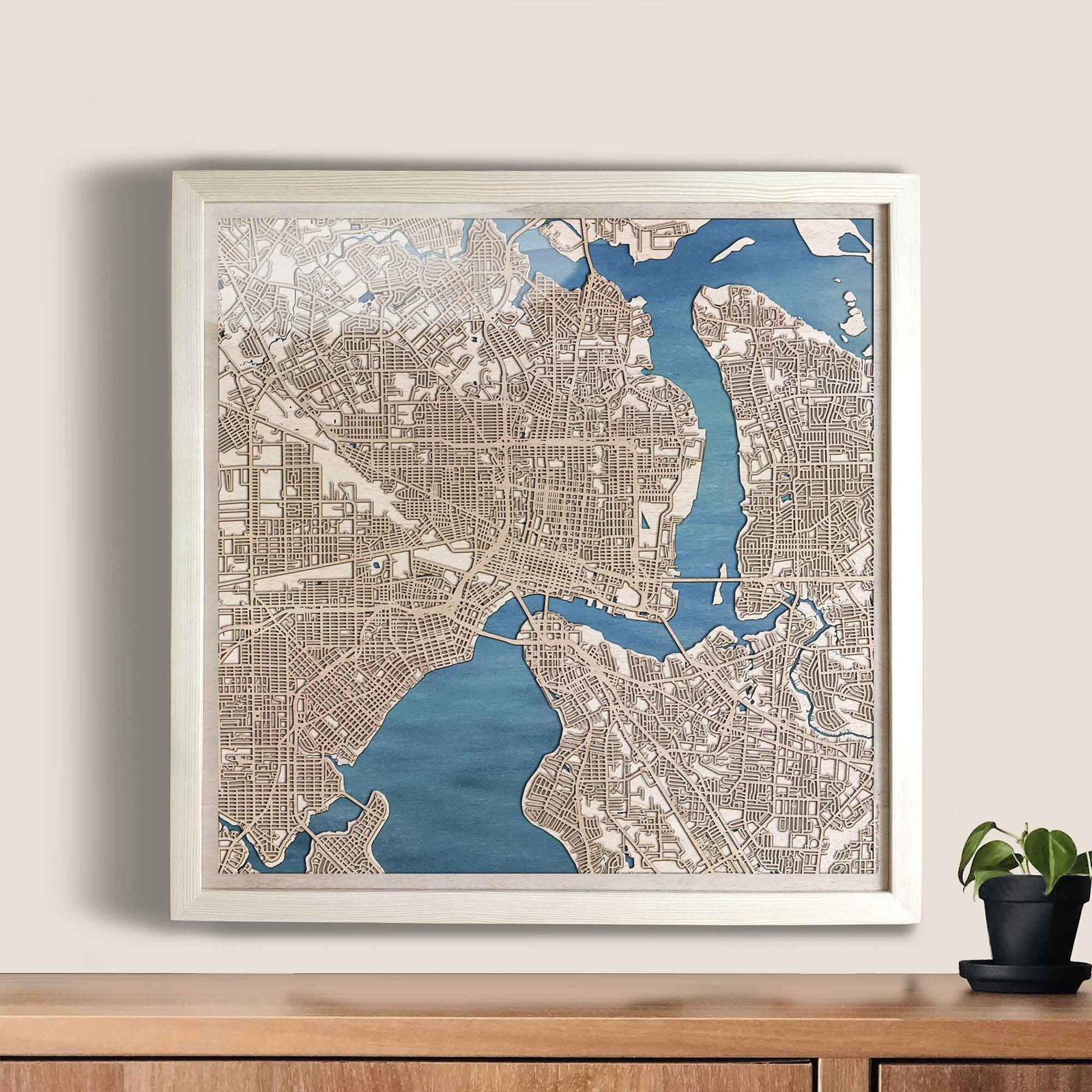 Jacksonville Wooden Map by CityWood - Custom Wood Map Art - Unique Laser Cut Engraved - Anniversary Gift