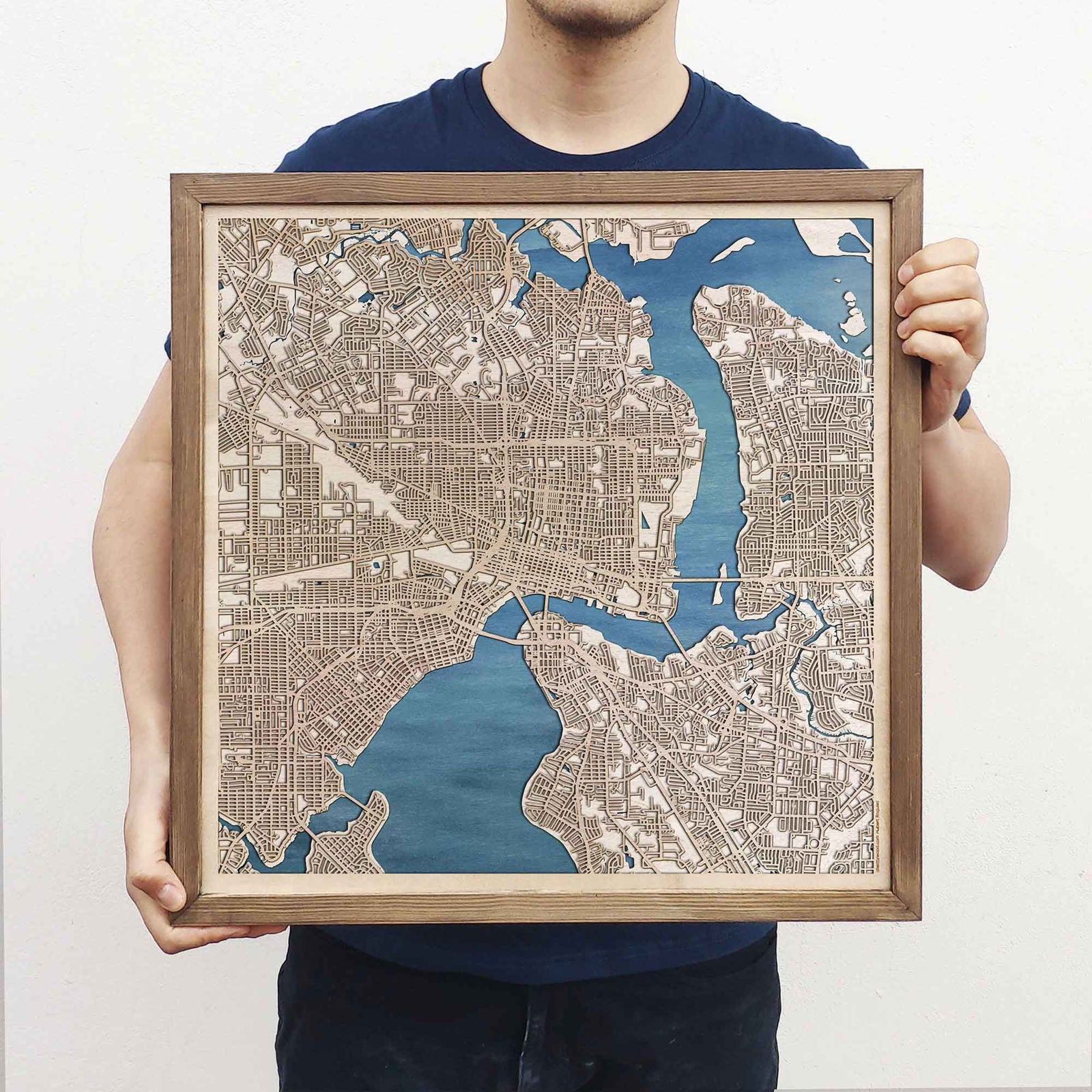 Jacksonville Wooden Map by CityWood - Custom Wood Map Art - Unique Laser Cut Engraved - Anniversary Gift