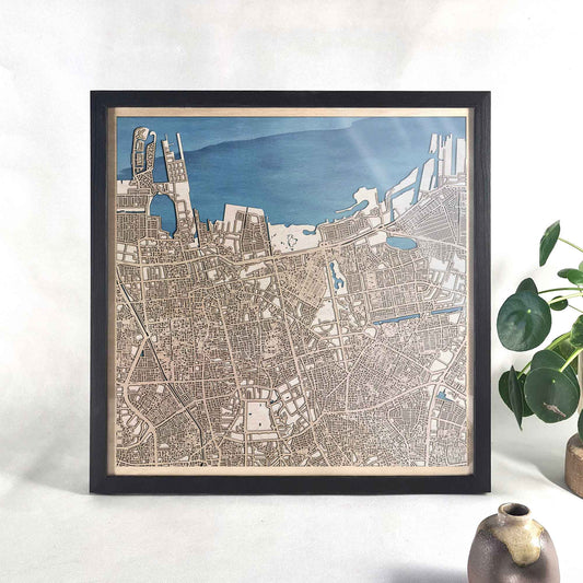 Jakarta Wooden Map by CityWood - Custom Wood Map Art - Unique Laser Cut Engraved - Anniversary Gift
