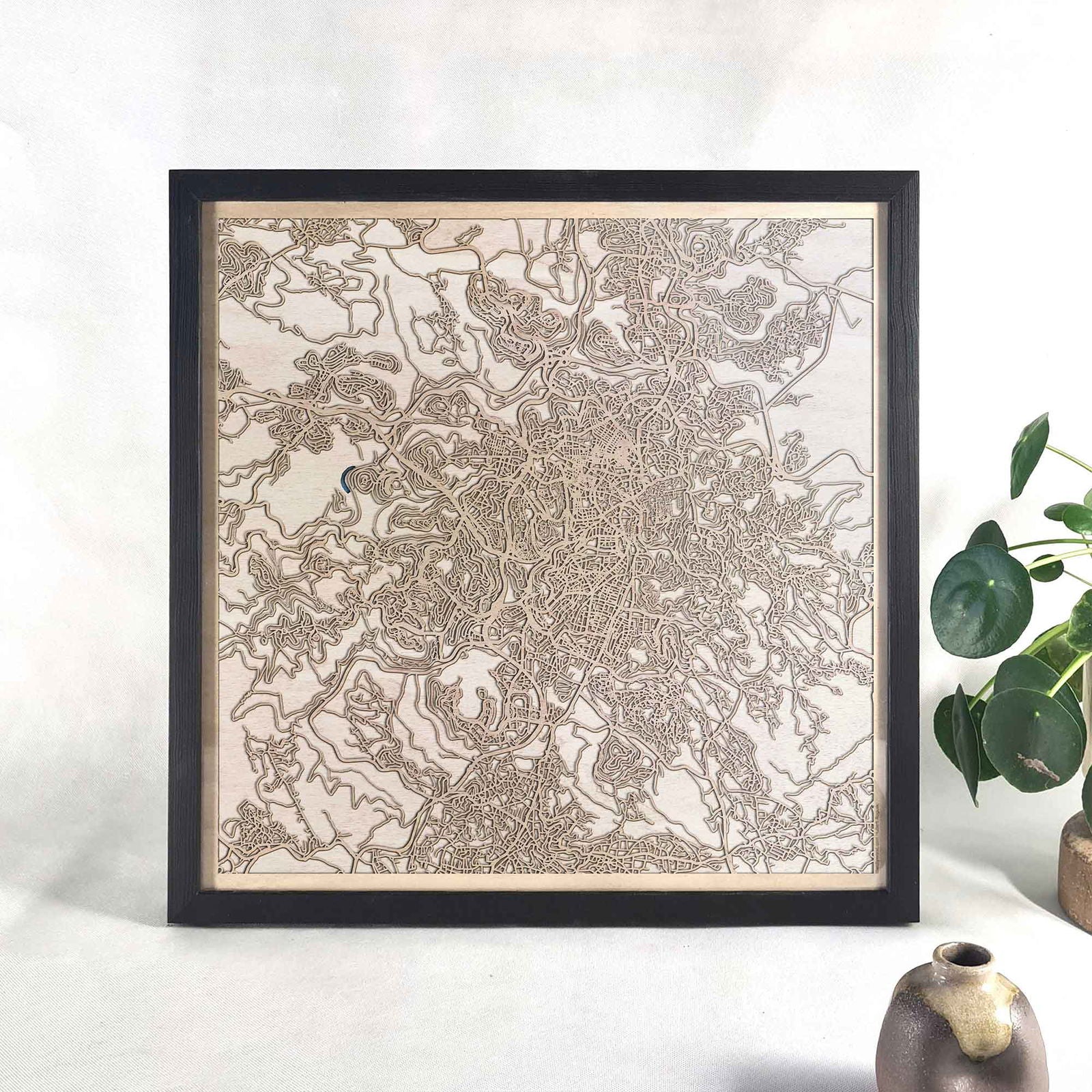 Jerusalem Wooden Map by CityWood - Custom Wood Map Art - Unique Laser Cut Engraved - Anniversary Gift