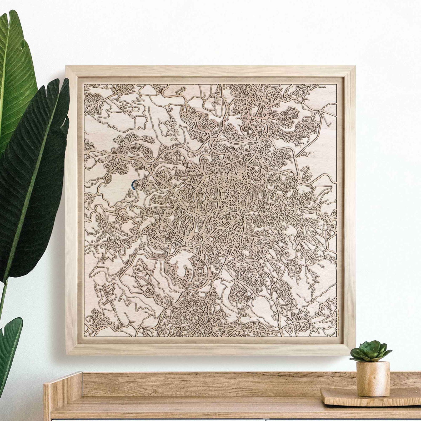 Jerusalem Wooden Map by CityWood - Custom Wood Map Art - Unique Laser Cut Engraved - Anniversary Gift
