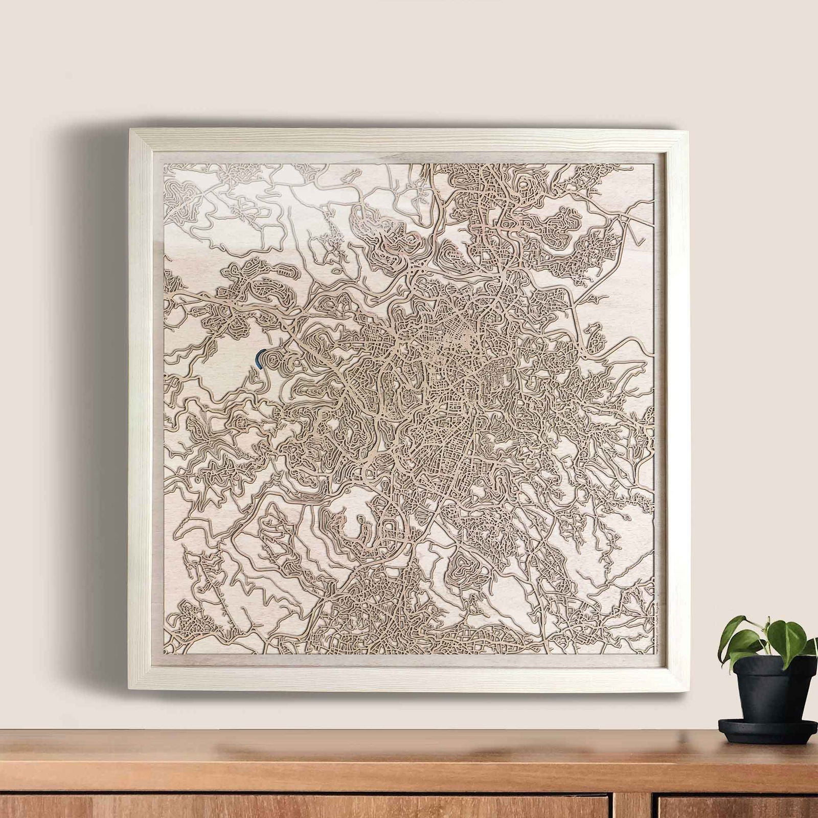 Jerusalem Wooden Map by CityWood - Custom Wood Map Art - Unique Laser Cut Engraved - Anniversary Gift