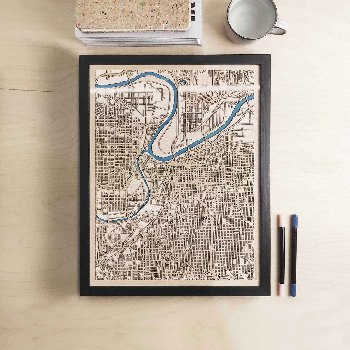 Kansas City Wooden Map by CityWood - Custom Wood Map Art - Unique Laser Cut Engraved - Anniversary Gift