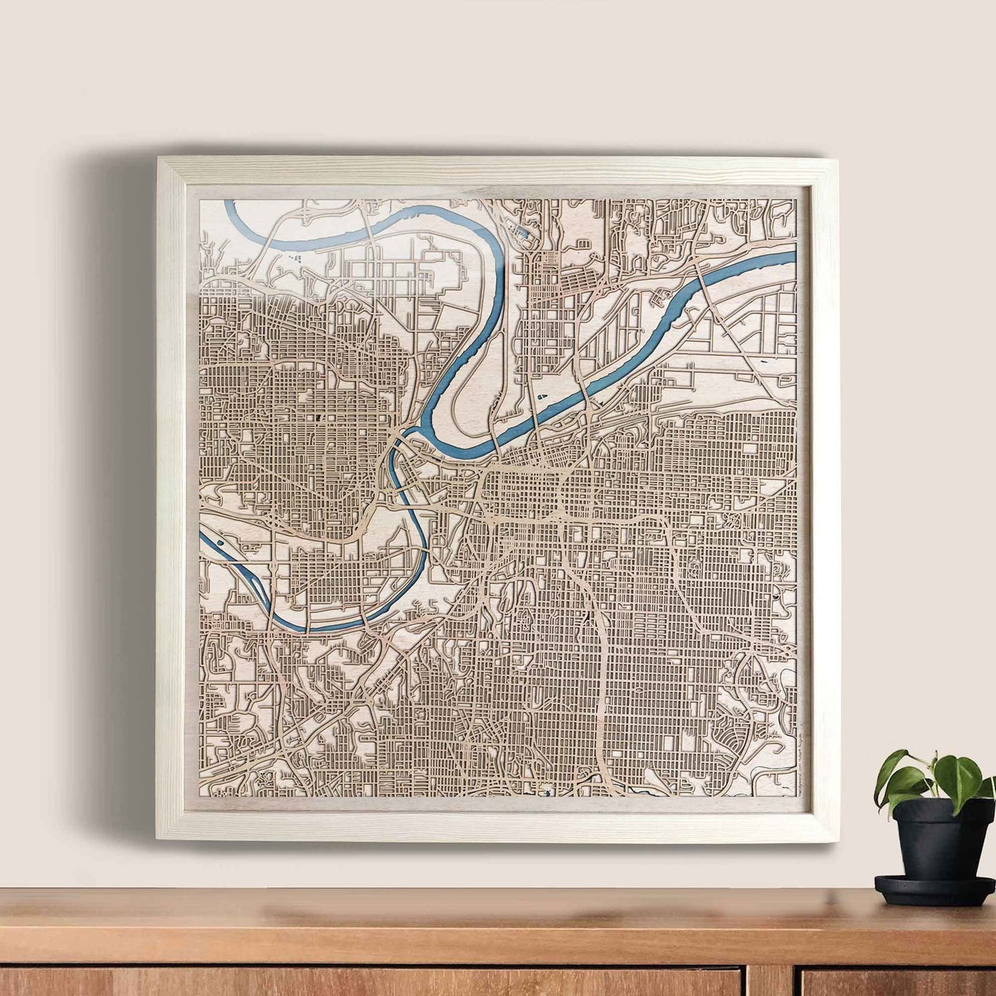 Kansas City Wooden Map by CityWood - Custom Wood Map Art - Unique Laser Cut Engraved - Anniversary Gift