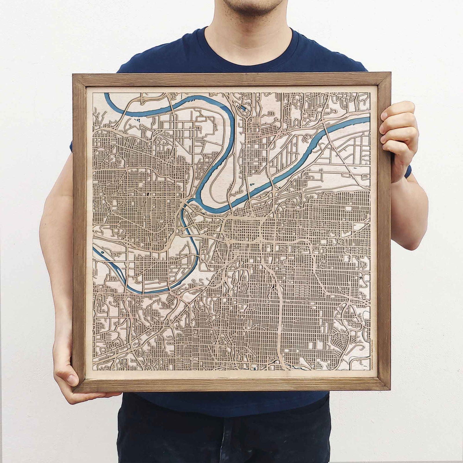 Kansas City Wooden Map by CityWood - Custom Wood Map Art - Unique Laser Cut Engraved - Anniversary Gift