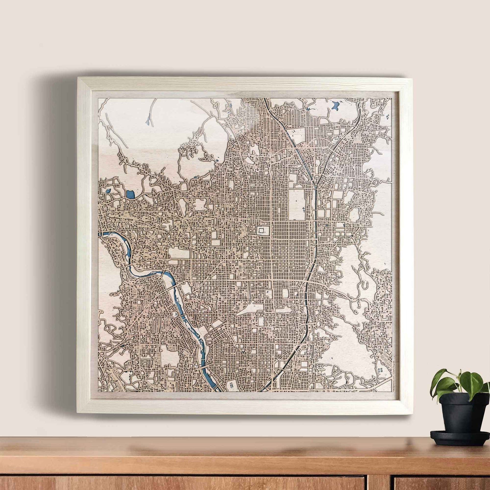 Kyoto Wooden Map by CityWood - Custom Wood Map Art - Unique Laser Cut Engraved - Anniversary Gift