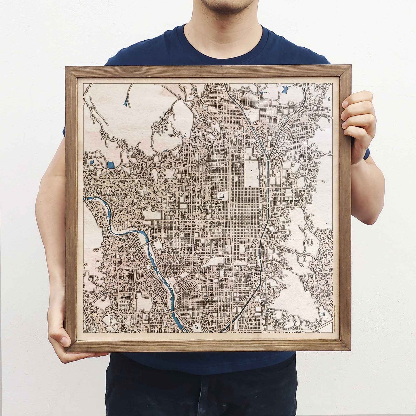 Kyoto Wooden Map by CityWood - Custom Wood Map Art - Unique Laser Cut Engraved - Anniversary Gift