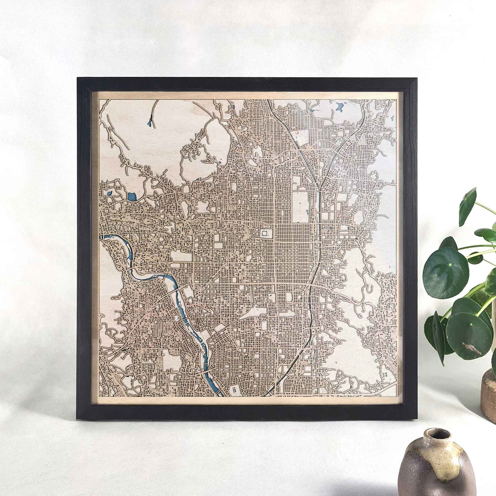 Kyoto Wooden Map by CityWood - Custom Wood Map Art - Unique Laser Cut Engraved - Anniversary Gift