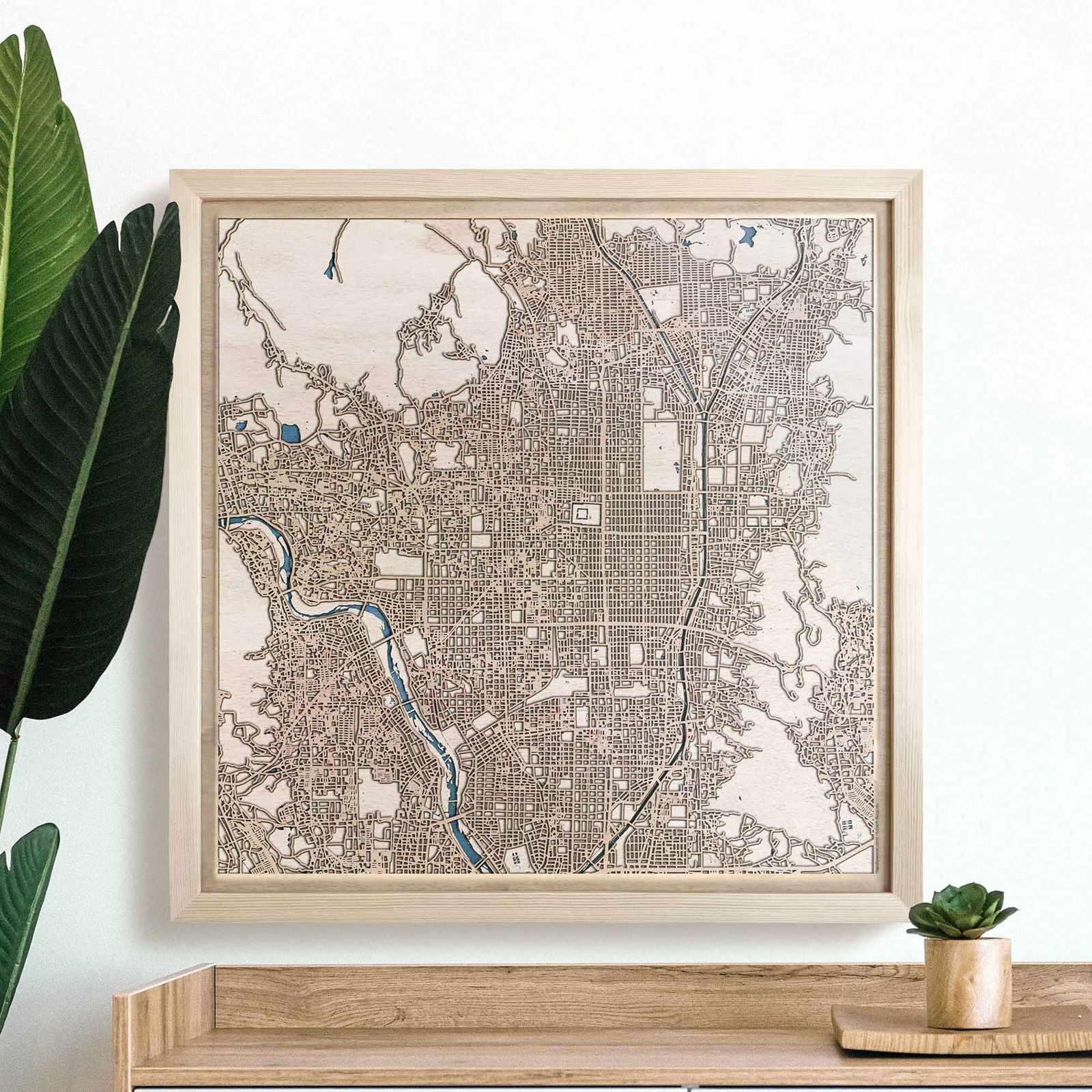 Kyoto Wooden Map by CityWood - Custom Wood Map Art - Unique Laser Cut Engraved - Anniversary Gift