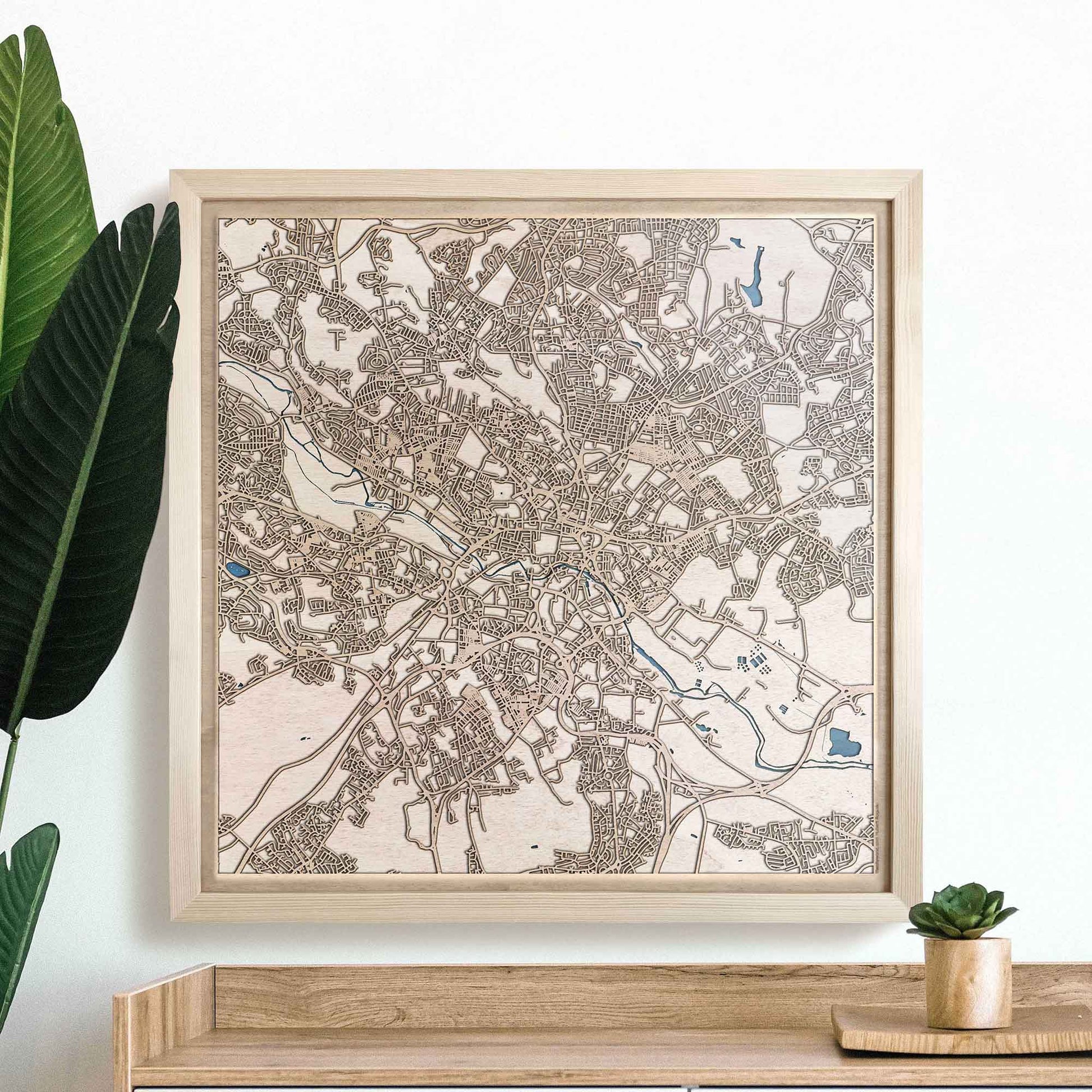 Leeds Wooden Map by CityWood - Custom Wood Map Art - Unique Laser Cut Engraved - Anniversary Gift