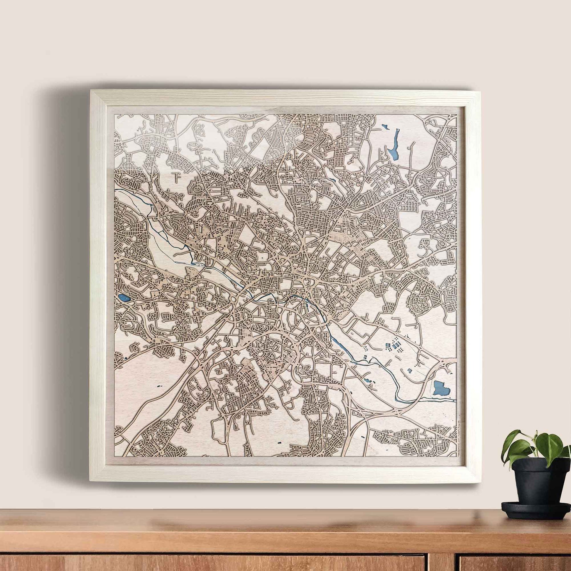 Leeds Wooden Map by CityWood - Custom Wood Map Art - Unique Laser Cut Engraved - Anniversary Gift