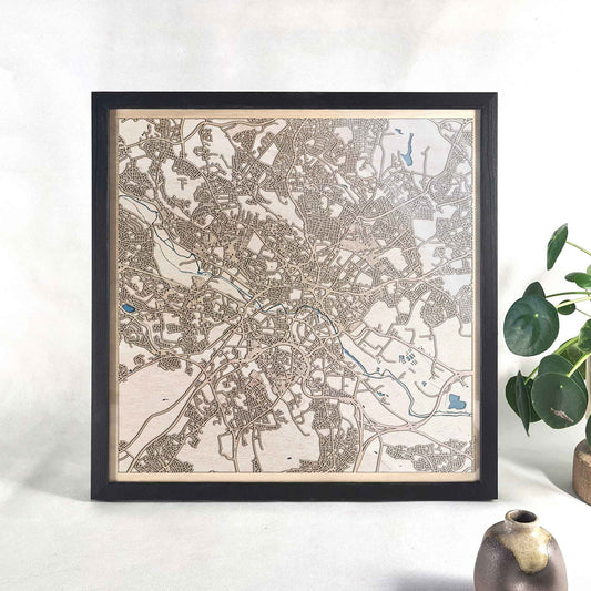 Leeds Wooden Map by CityWood - Custom Wood Map Art - Unique Laser Cut Engraved - Anniversary Gift