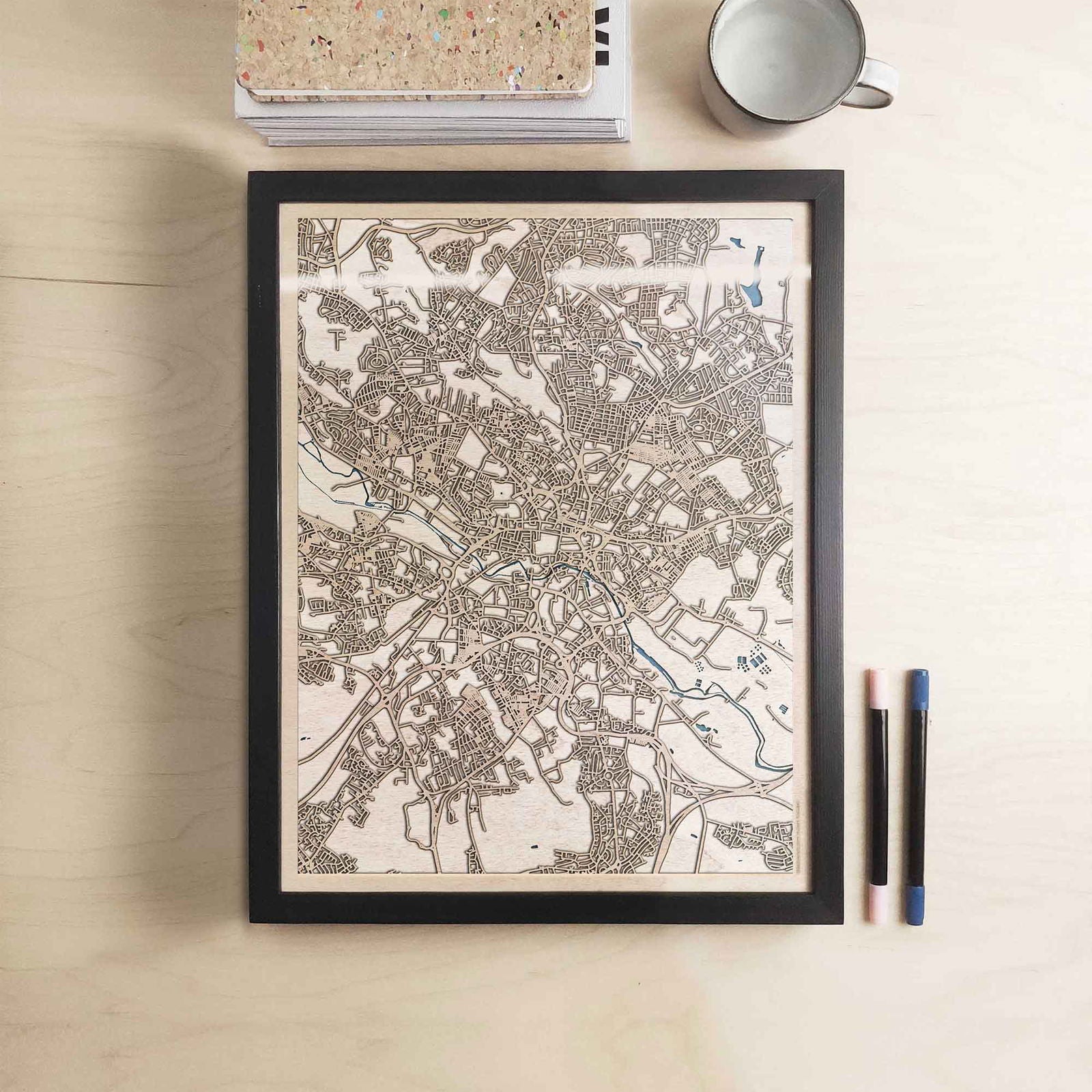 Leeds Wooden Map by CityWood - Custom Wood Map Art - Unique Laser Cut Engraved - Anniversary Gift