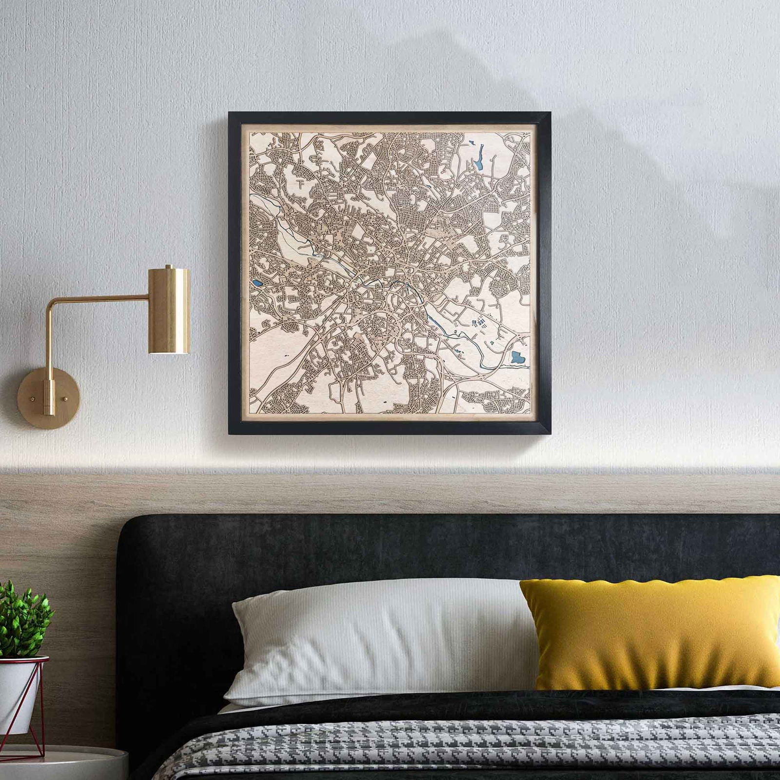 Leeds Wooden Map by CityWood - Custom Wood Map Art - Unique Laser Cut Engraved - Anniversary Gift