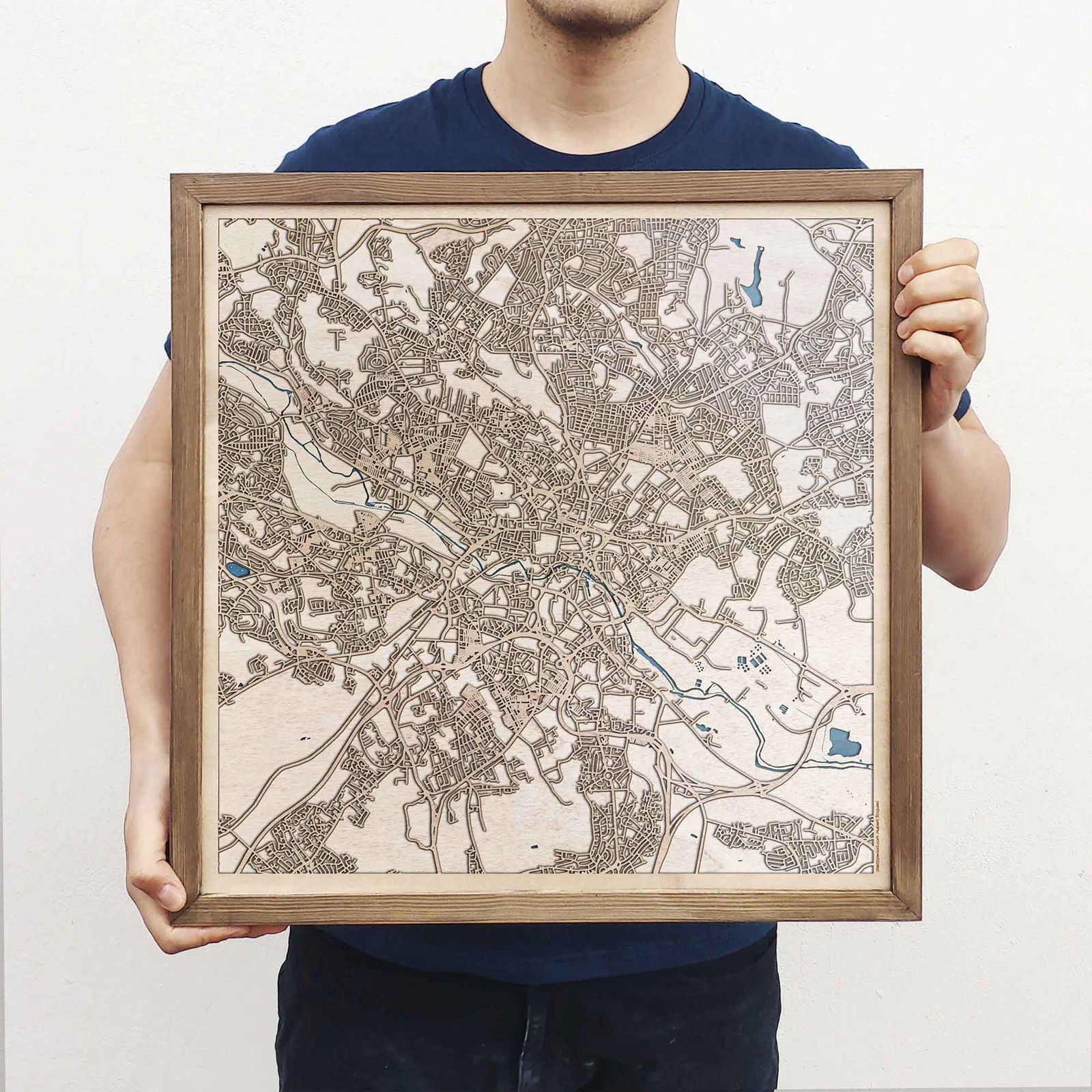 Leeds Wooden Map by CityWood - Custom Wood Map Art - Unique Laser Cut Engraved - Anniversary Gift