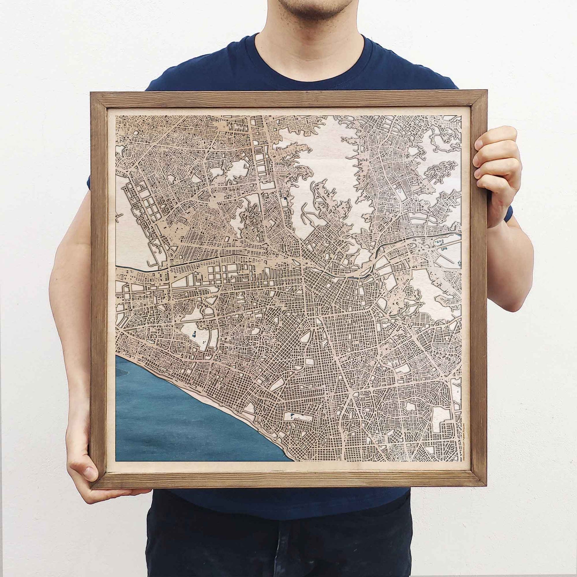 Lima Wooden Map by CityWood - Custom Wood Map Art - Unique Laser Cut Engraved - Anniversary Gift