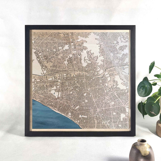 Lima Wooden Map by CityWood - Custom Wood Map Art - Unique Laser Cut Engraved - Anniversary Gift