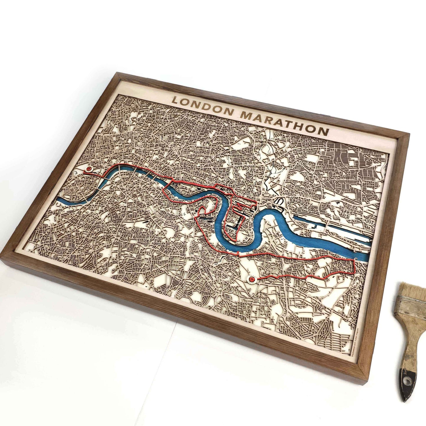 London Marathon Commemorative Wooden Route Map – Collector's Item by CityWood - Custom Wood Map Art - Unique Laser Cut Engraved - Anniversary Gift