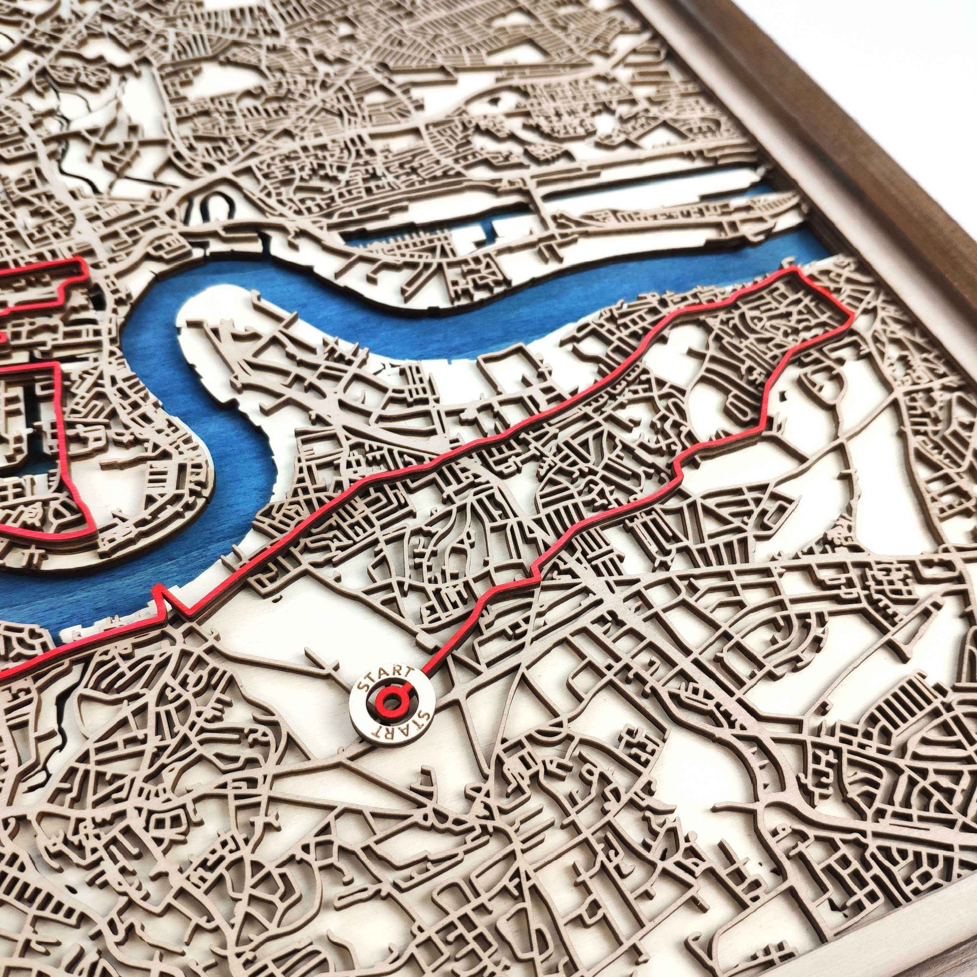London Marathon Laser-Cut Wooden Map – Unique Runner Poster Gift by CityWood - Custom Wood Map Art - Unique Laser Cut Engraved - Anniversary Gift