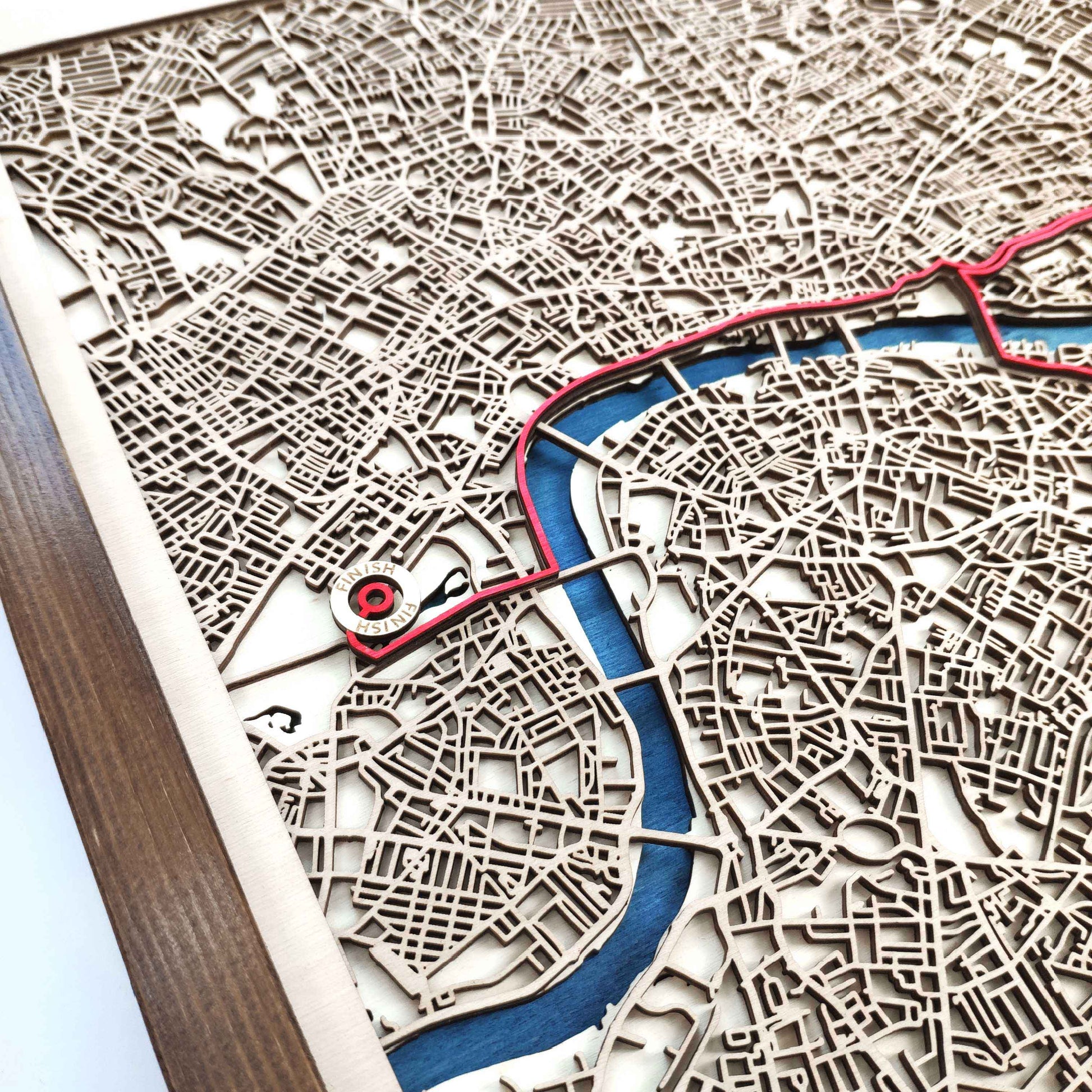 London Marathon Laser-Cut Wooden Map – Unique Runner Poster Gift by CityWood - Custom Wood Map Art - Unique Laser Cut Engraved - Anniversary Gift