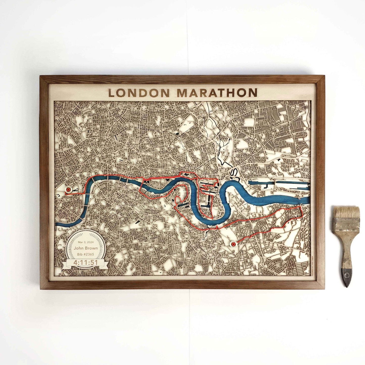 London Marathon Commemorative Wooden Route Map – Collector's Item by CityWood - Custom Wood Map Art - Unique Laser Cut Engraved - Anniversary Gift